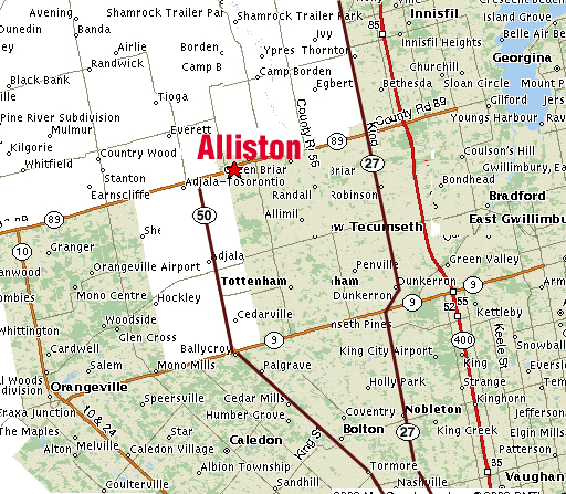 Map to Alliston