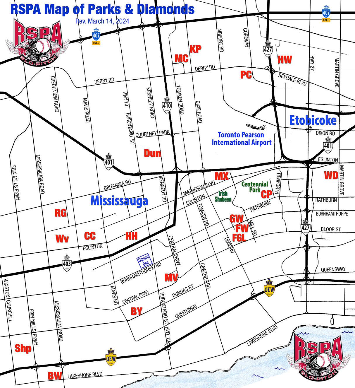 Map RSPA Slo-Pitch Parks